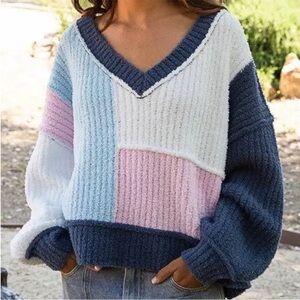 Colorblock V-Neck Sweater